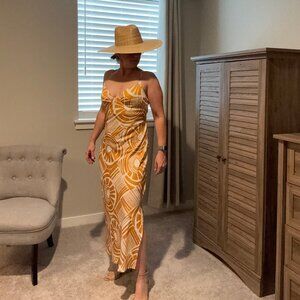 VICI Midi Dress in Golden Yellow with Underwire and Back Tie